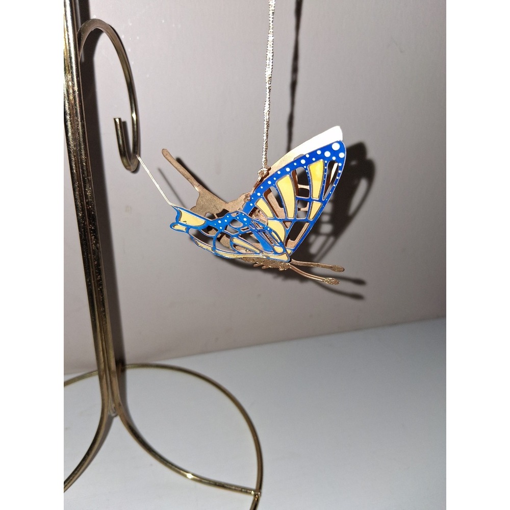 Baldwin Brass Butterfly Ornament 2003 – Blue & Gold Metal Butterfly – Vintage
